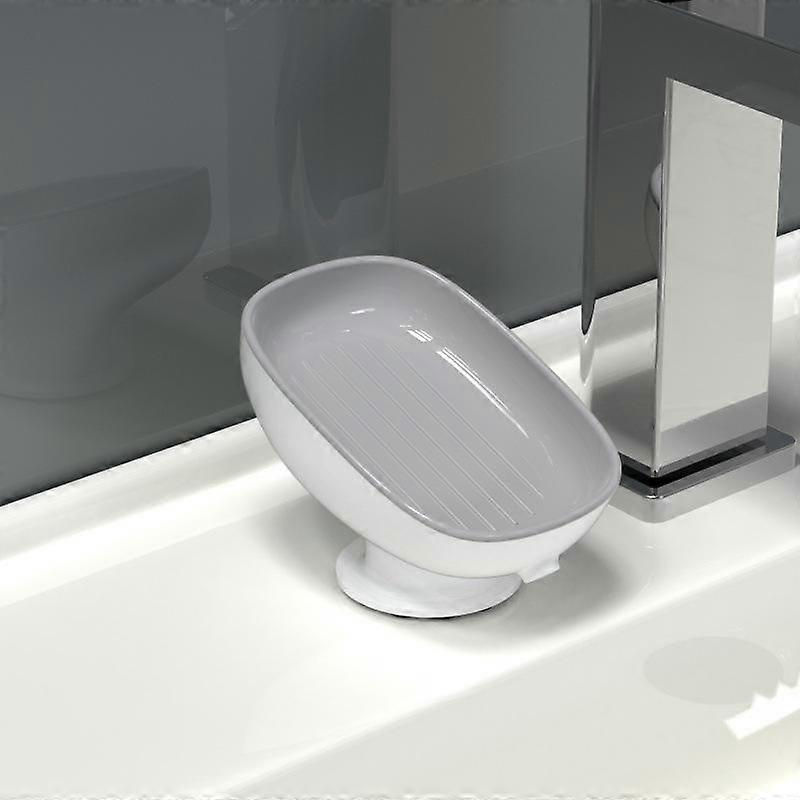 Angle Adjustable Soap Dish for Bathroom, Wall-Mounted Plastic Oval Soap Holder with Drain, Luxurious Removable Soap Tray