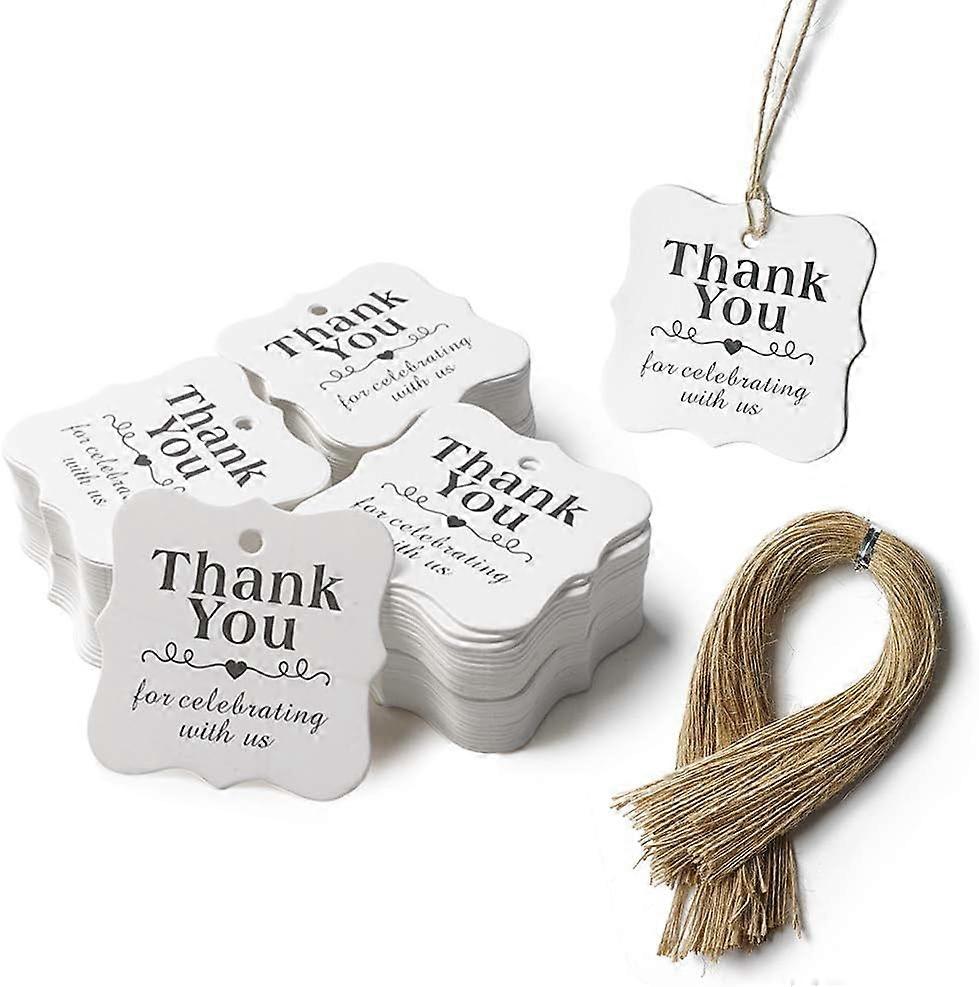 100 PCS Paper Gift Tags Thank You Gift Tags with String for DIY Thanksgiving Day Halloween Christmas Wedding Party Favors