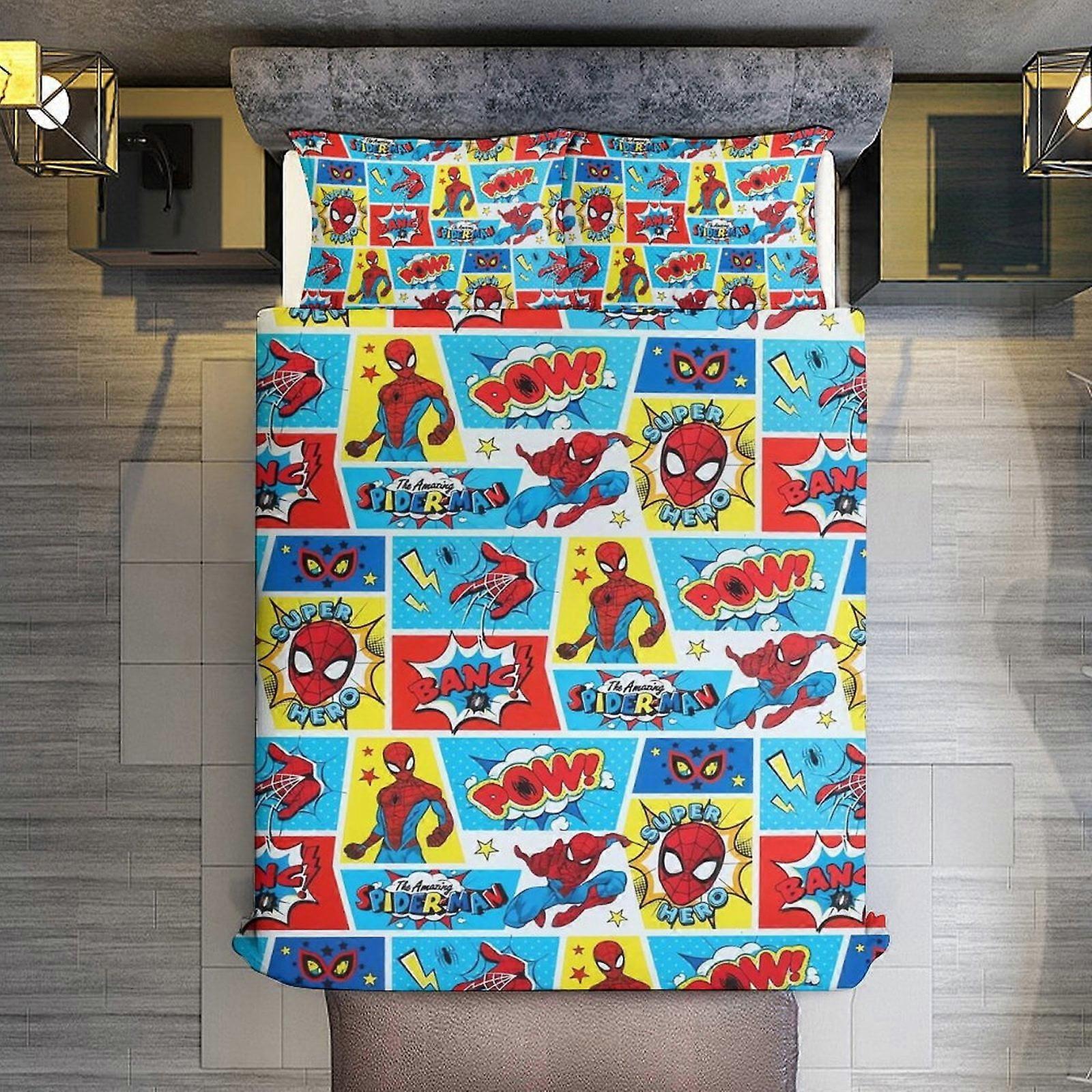 v3655  Bed Sheets Bedding Retro Spider-Man Pow 3 Pieces Duvet Cover Set Full Size Super Soft Fade Resistant Microfiber 1 Cover with Zipper and 2 Pillo