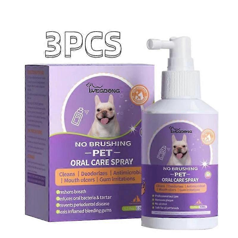 3 adet Evcil Köpek Diş Temizleme Beyazlatma Spreyi, Köpekler Kediler İçin Diş Temizleme Spreyi, Ağız Kokusunu Ortadan Kaldırır, Tartar'ı Hedefler