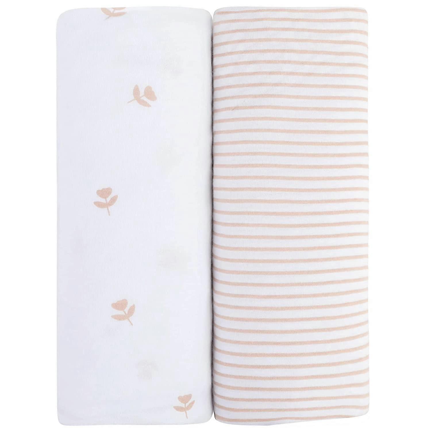 Changing Pad Cover | Cradle Sheet Set, 100% Jersey Cotton 2-Pack \u2014 Pink Tulip & Stripes
