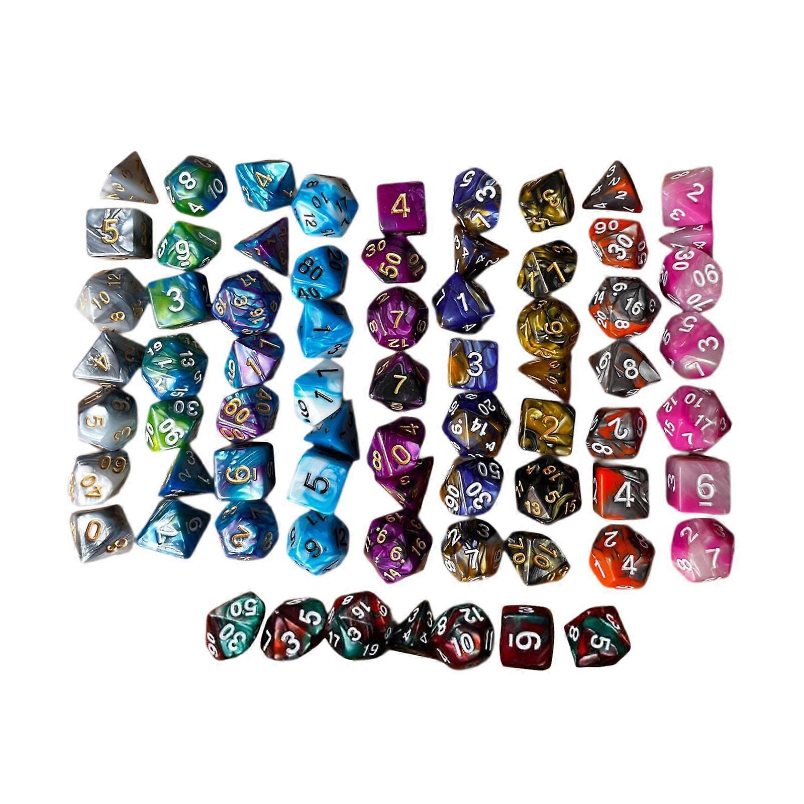 70x Polyhedral Dices Set Multi Sided Game Dices for Bar Card Game Board Game style A