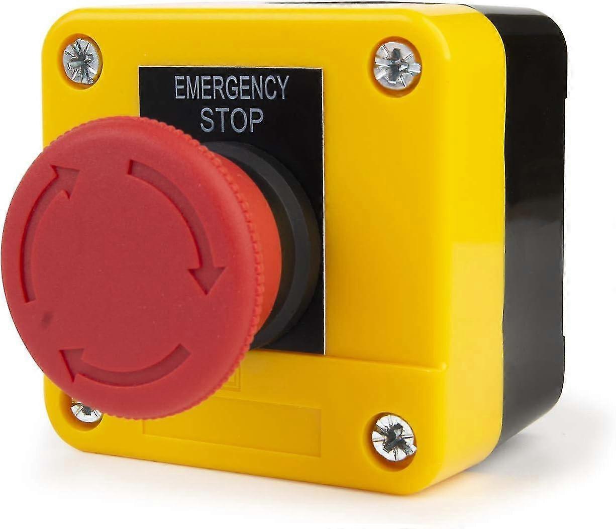 660V 10A Emergency Stop Push Button, Red Plastic Emergency Stop Switch Punch Emergency Stop Mushroom Stop Button 22mm NC
