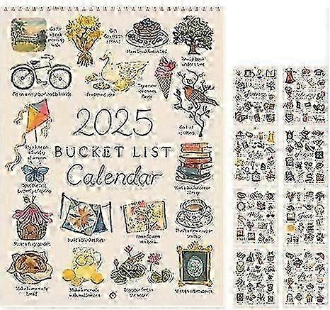 2025 Bucket List Calendar, 2025 12 Months Wall Calendar, 2025 Wall Calendar To Do List & Notes Calendar, 2025 Calendar for Planning or Organizing