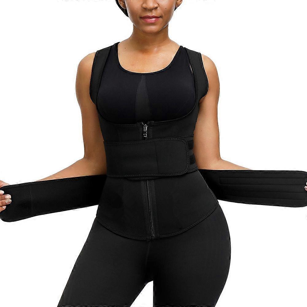 Sweat Vest Waist Trainer for Womens Workout Tank Zipper Vest Adjustable Belt Sauna Suit Compression XXXL