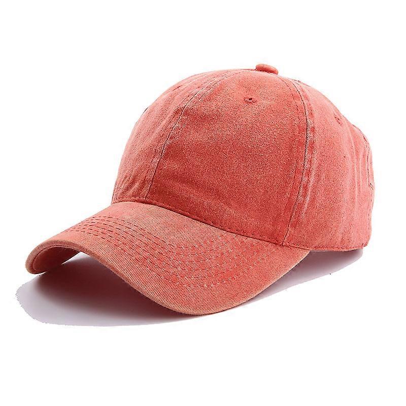 Washed baseball cap, vintage plain dad cap for men/women, unstructured low-profile denim blank caporange