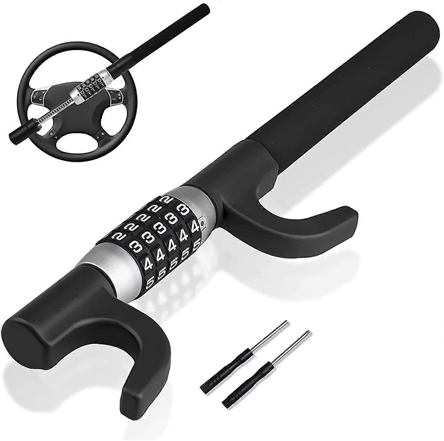 Steering Wheel Lock, Car Security Anti-Theft Device with Password, Heavy Duty Steering Wheel Lock, Universal Fit for Cars, Trucks, Vans and SUVs
