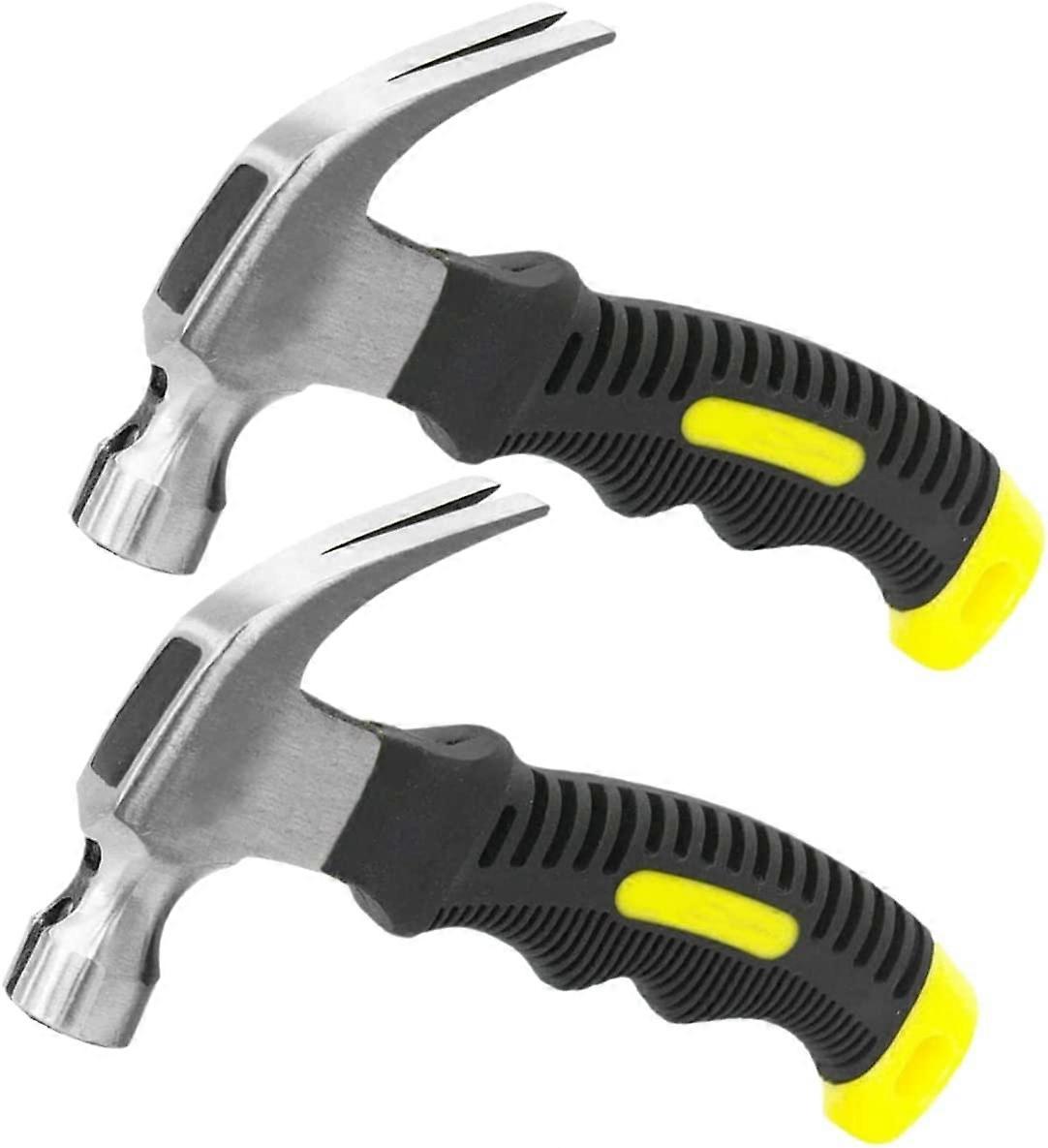 Mini Claw Hammers 230g Head Weight - 8oz Short Hammer - with Magnetic Nail Holder, Non-Slip Handle, Claw Hammer, Steel Hammer, Rough Face (2 Pack)