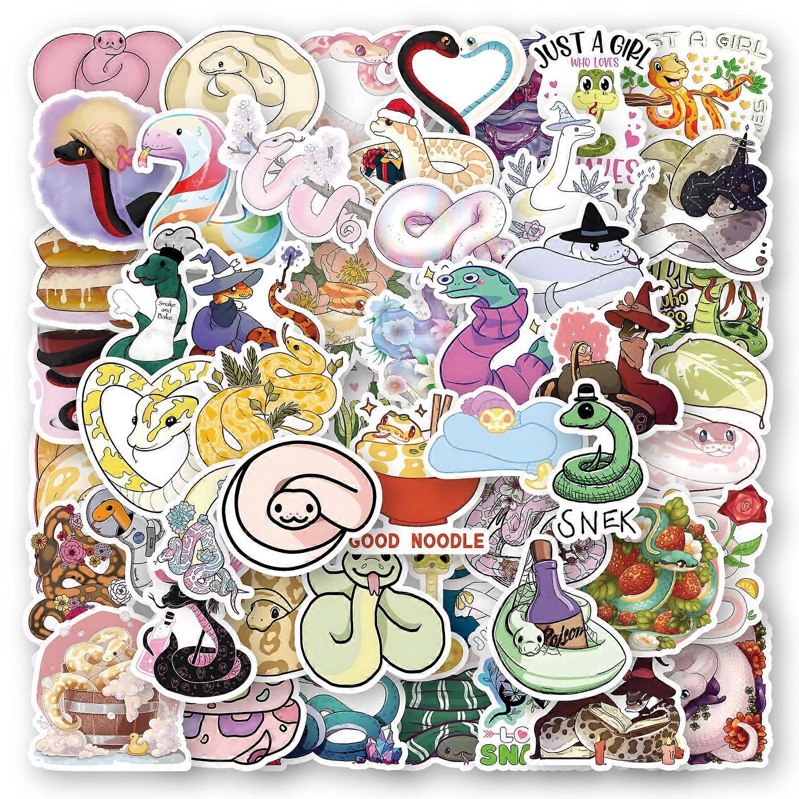 100 sheets of 2 types of snake pattern stickers, graffiti stickers, waterproof suitcase notebook stickers