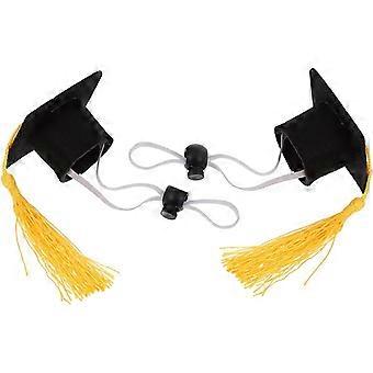 Chiot Graduation Cap 2pcs Chien Graduation Cap Miniature Grad Hat avec pompon Félicitations Grad Party Pet Costume Accessoire pour animaux de compagnie Chiens Chats Blue Puppy Gr