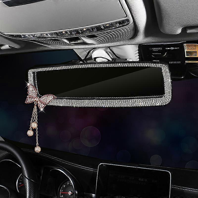Glitter Butterfly Car Interior Rearview Mirror Charm Crystal Diamond Rear View Mirror Cover Decoration Car Accessories for Women