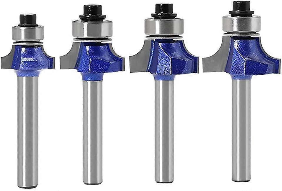 4Pcs Round-Over Router Bit Set, 1/8-Inch Radius Round Over Edge Forming Router Bit 1/4-Inch Shank