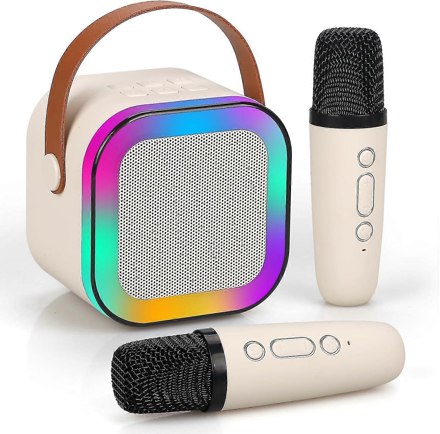 Karaoke Machine For Kids& Adults,mini Portable Blue-tooth Karaoke Speaker With 2 Wireless Microphones And Dynamic Lights C