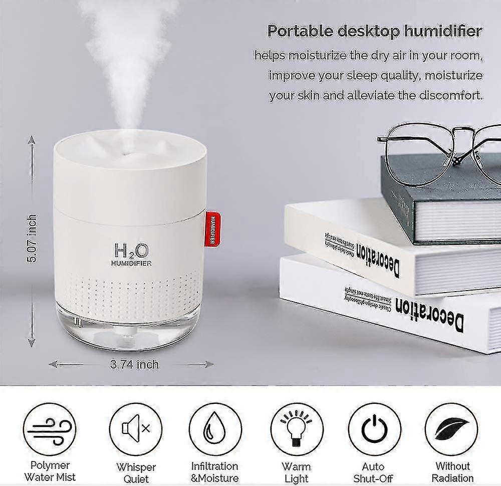Portable Mini Humidifier, 500ml Small Cool Mist Humidifier, Usb Personal Desktop Humidifier