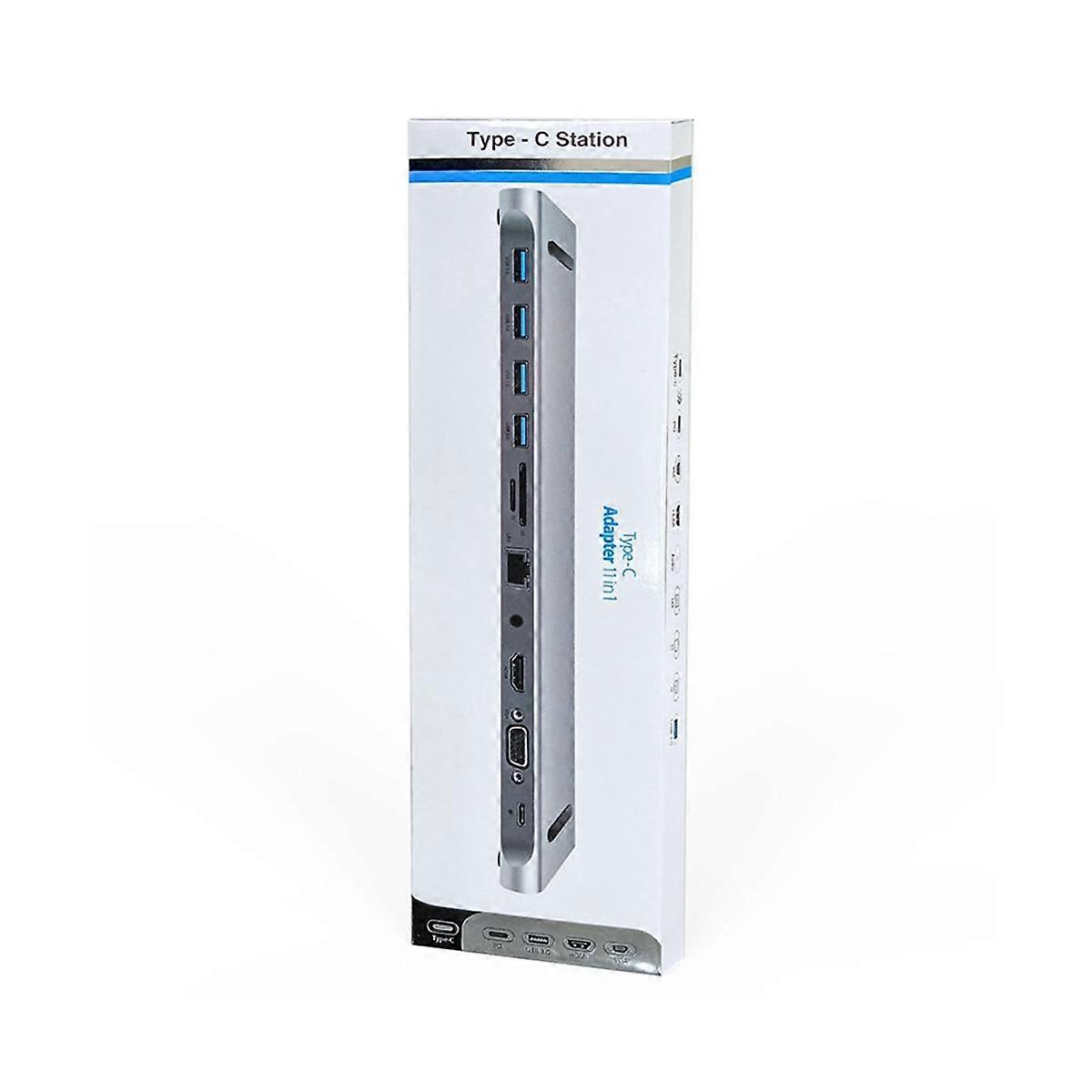 11 In 1 Type C Dock USB Hub 3.0 Splitter Multiport Adapter 4K -Compatible RJ45 SD/TF VGA PD Audio L