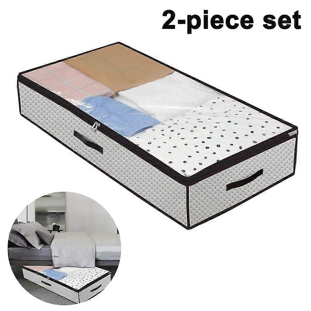 Flexible Zippered Underbed Storage Bag with Removable Dividers (Pack of 2), Thick Fabric