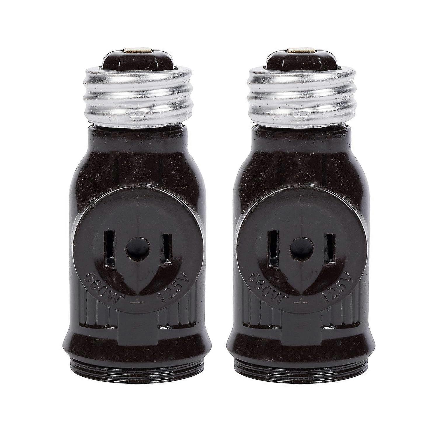 E26 Light Bulb Socket Adapter Black (2 Pack)