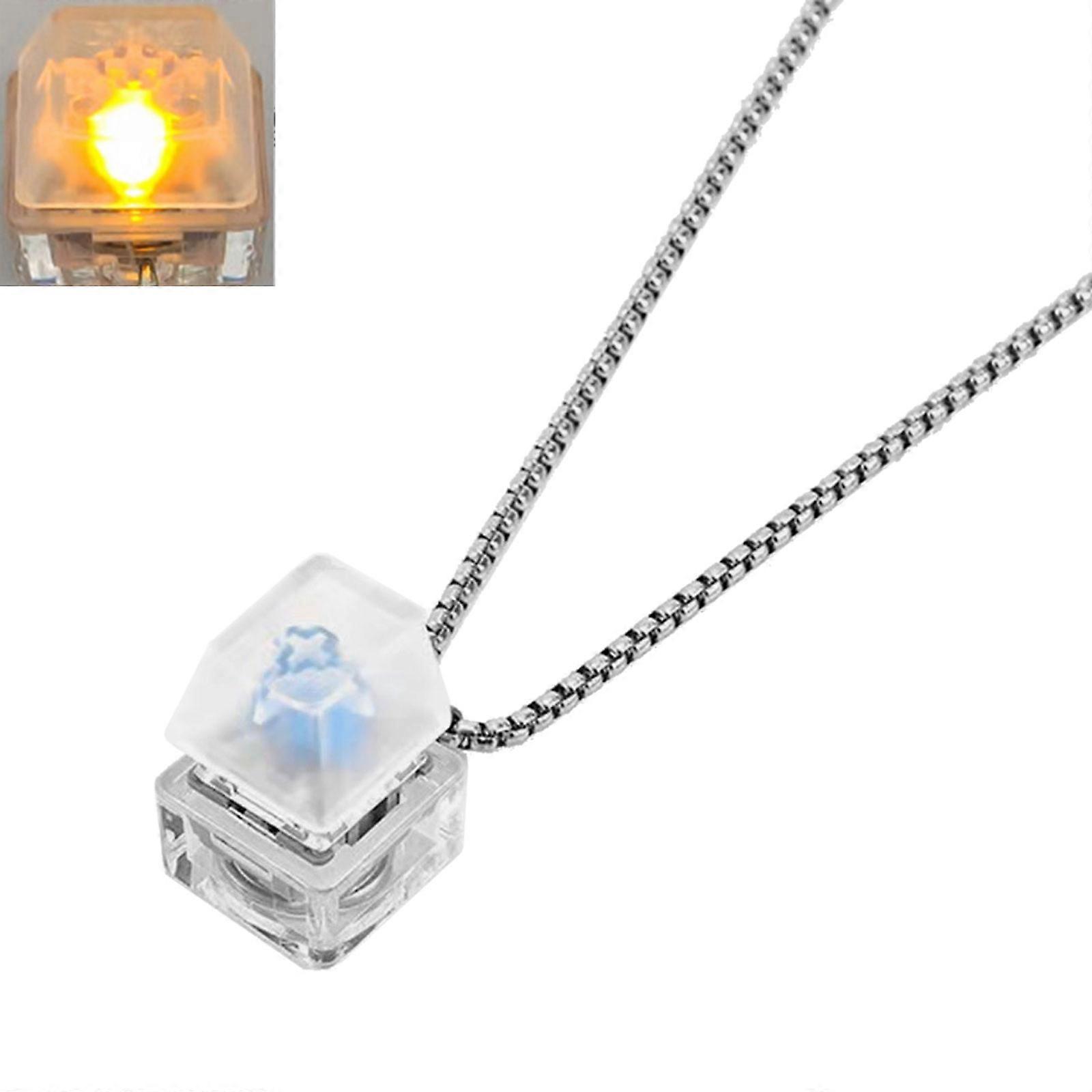 Decompressed Pendant Necklace Men Mechanical Keyboard LED Light Button Necklace