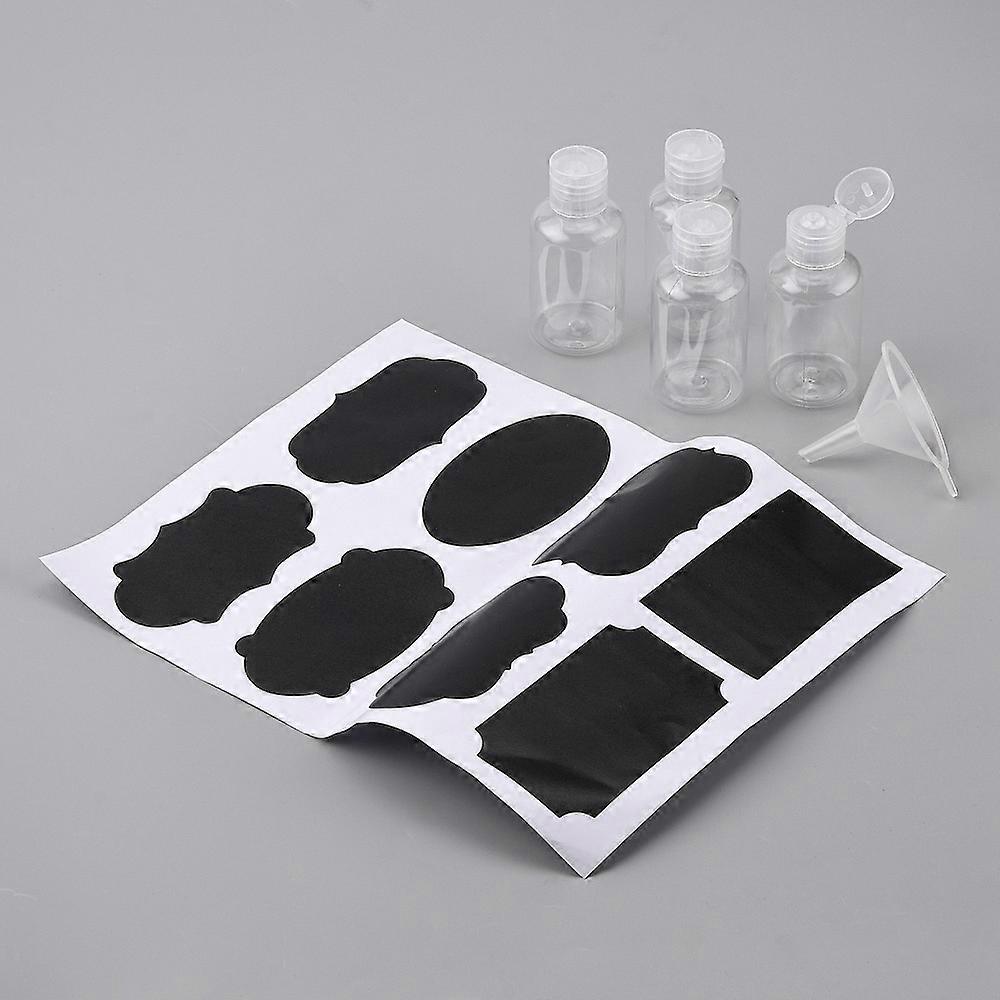 PET Flip Top Cap Squeeze Bottles with Plastic Funnel Hopper and Chalkboard Sticker Labels Clear 8.05x3.85cm Capacity: 50ml DIY