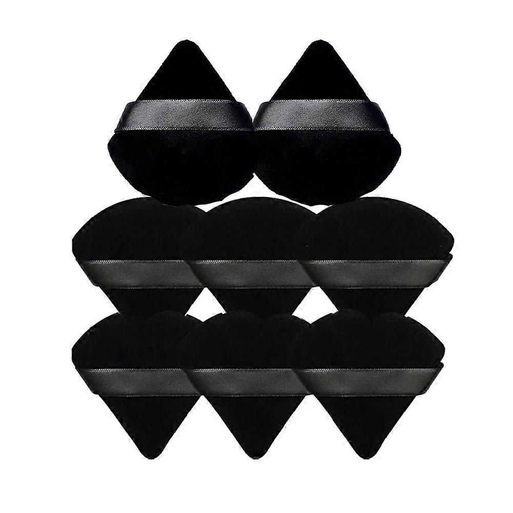 8pcs Triangular Powder Puff - Washable Makeup Sponge - Black