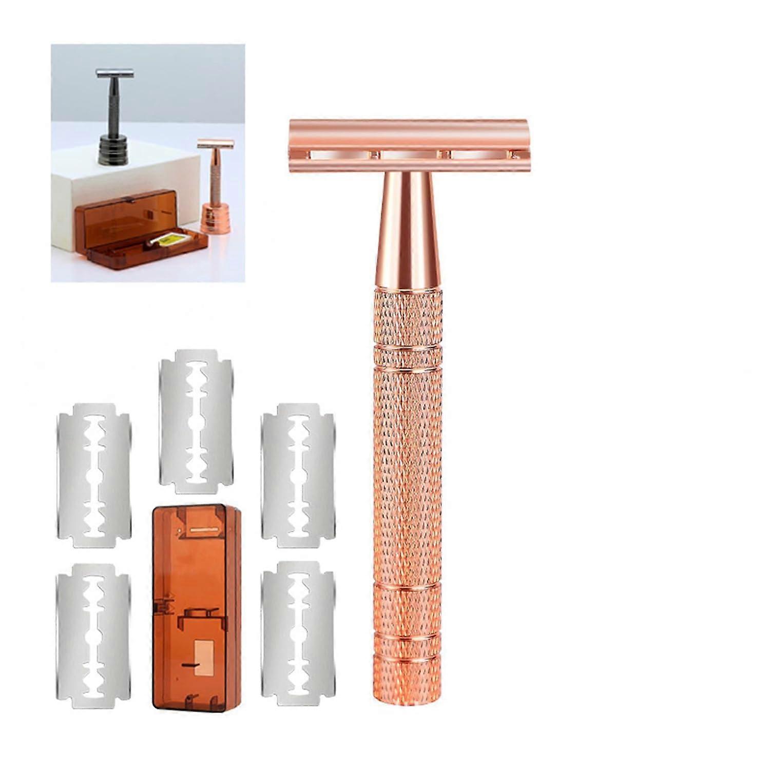Rasoir de sûreté de rasage chromé classique classique à double tranchant pour hommes avec 5 lames, 100% nouveau