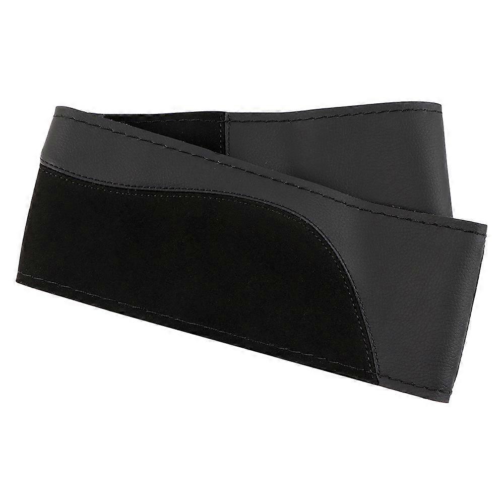CAR 38cm DIY Steering Wheel Cover Wear-resistant Soft PU + Suede Leather Car Steering-Wheel Braid With Needles Thread