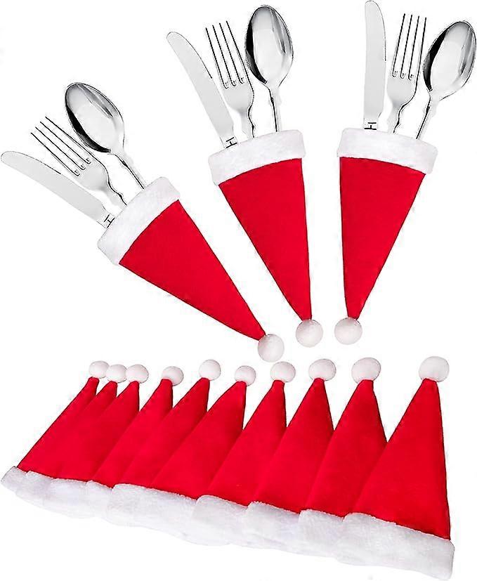 38Ctサンタハットシルバーカトラリーホルダー-クリスマスパーティーディナーテーブル食器デコレーション用品食器デコレーション