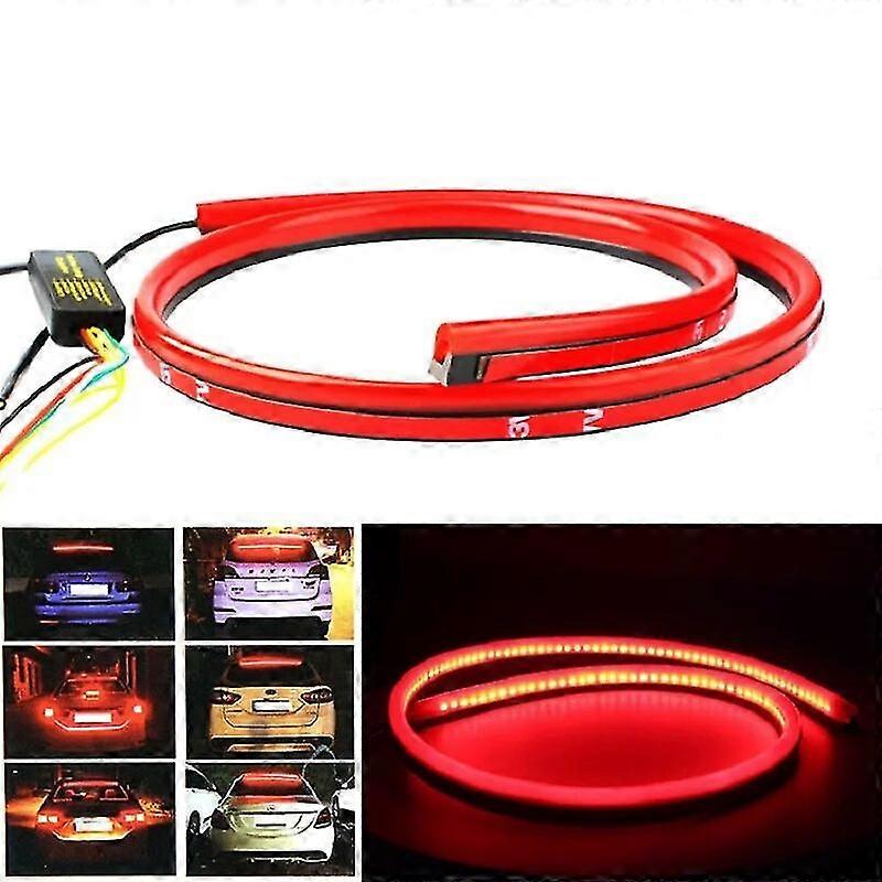 12V Flexible Car Additional Brake led Lights Red Flasher Flowing Led strip 100cm Stop Signal LED Warning Light Waterproof
