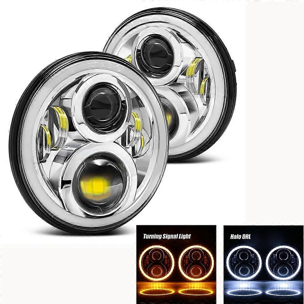 2pc 7 Pouces Led Phare Pour Jeep Wrangler Jk Lada Niva 4x4 H4 Drl Rond 