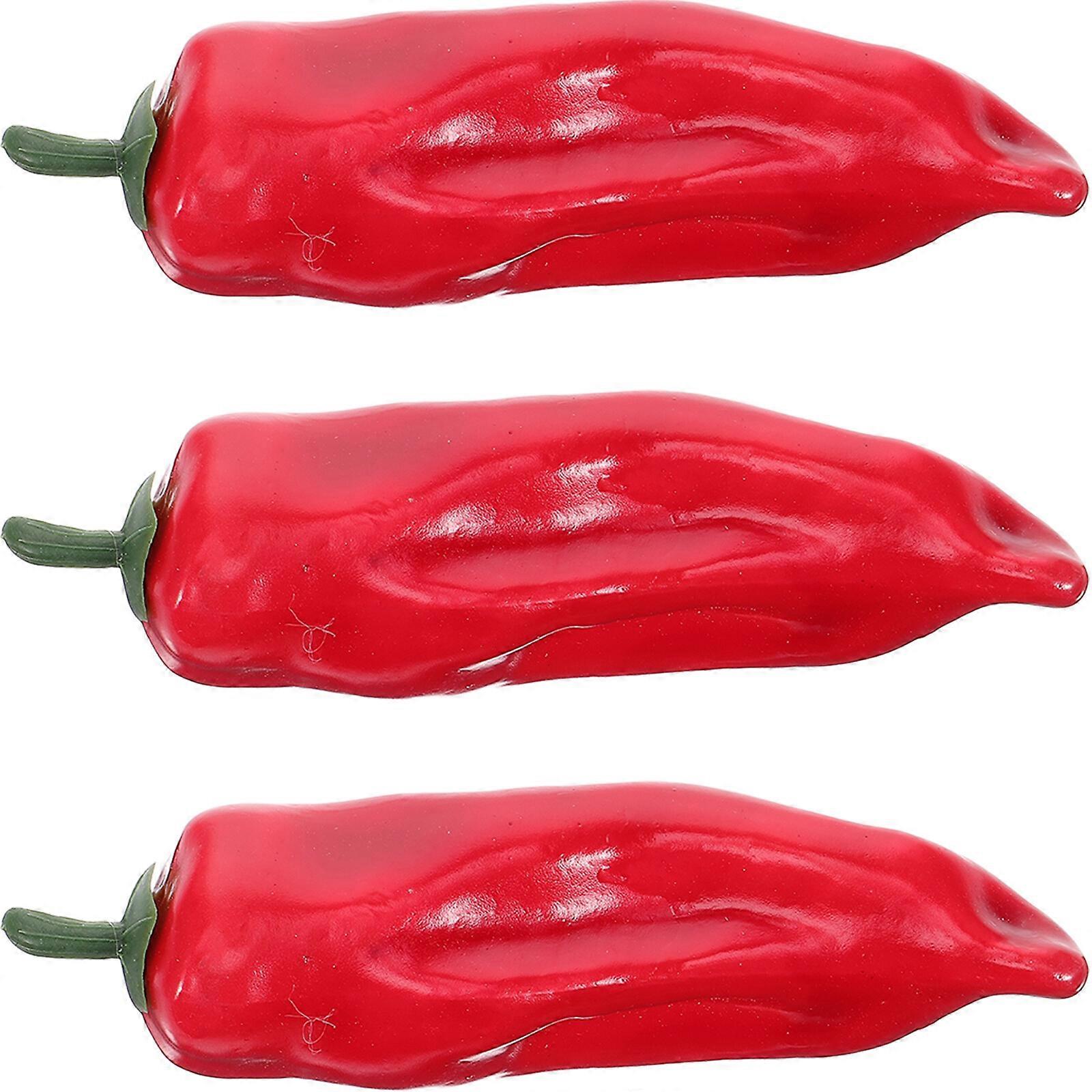 3pcs Artificial Peppers Simulation Chili Peppers Fake Vegetable Model Photo Props
