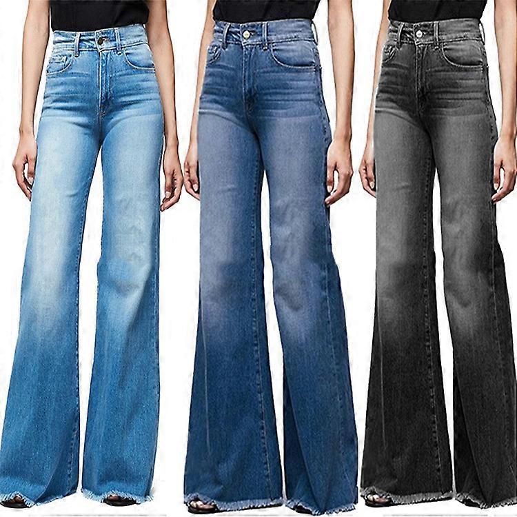 Kadın Jeans Pantolon Boş Zaman Gevşek Yüksek Bel Vintage Geniş Bacak Kot