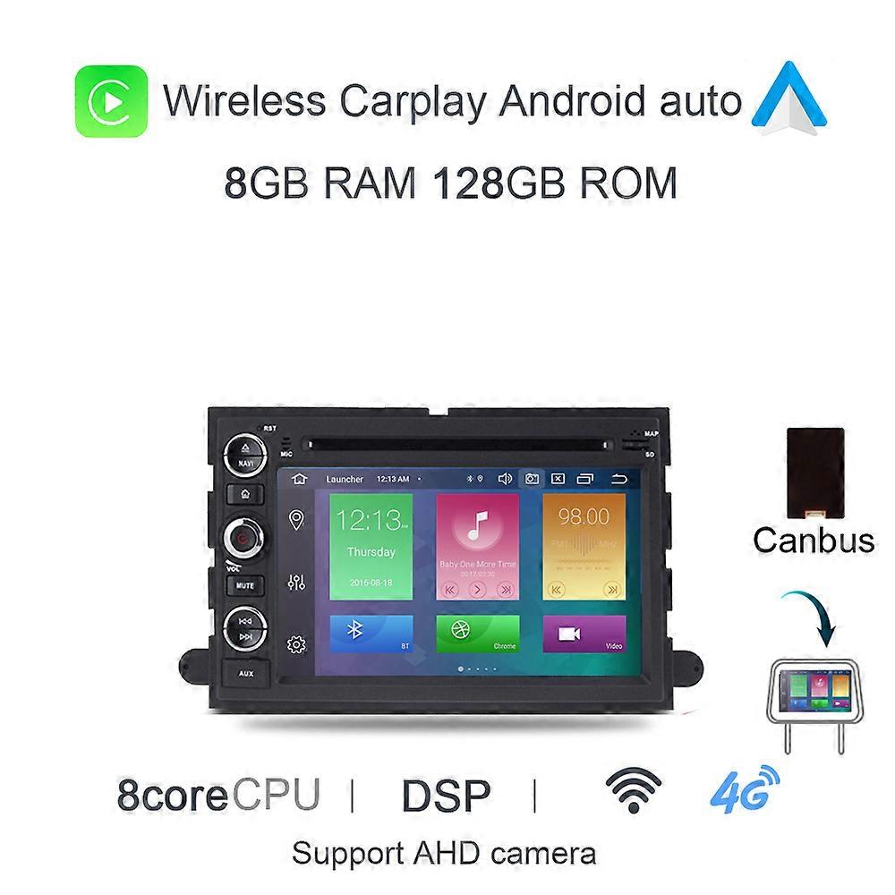 Carplay DSP IPS LTE Android 12 8G+128G Car DVD Player GPS Map WIFI RDS Radio Bluetooth For Ford Fusion Explorer Edge Expedition