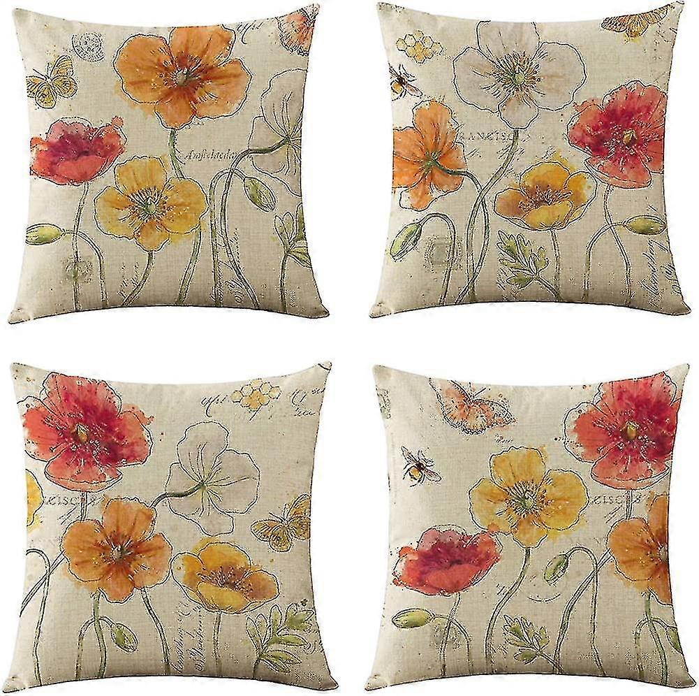 Decorative Throw Pillow Covers Spring Flower Bird Butterfly Pillow Cases Cushion