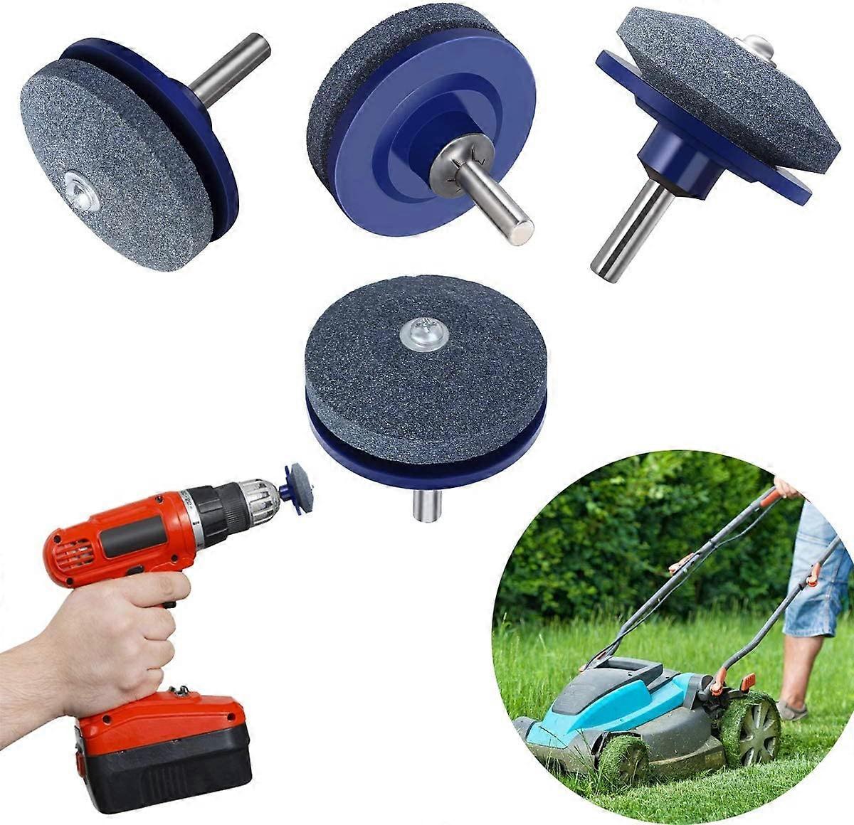 4 Pack Lawnmower Blade Sharpener Lawn Mower Sharpener for Power Drill Hand Drill