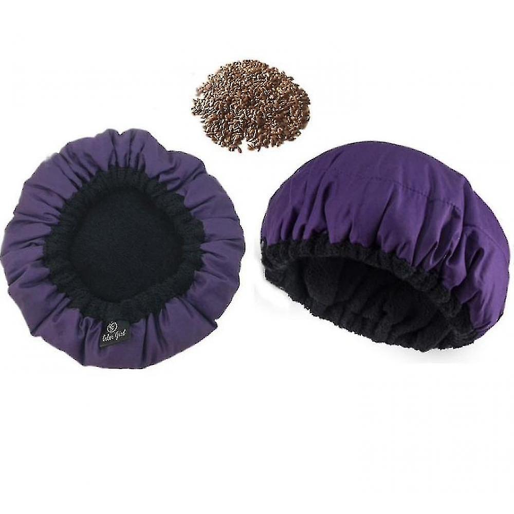 Flaxseed Non-electric Heating Oiling Cap Deep Repair Nursing Cap(purple)