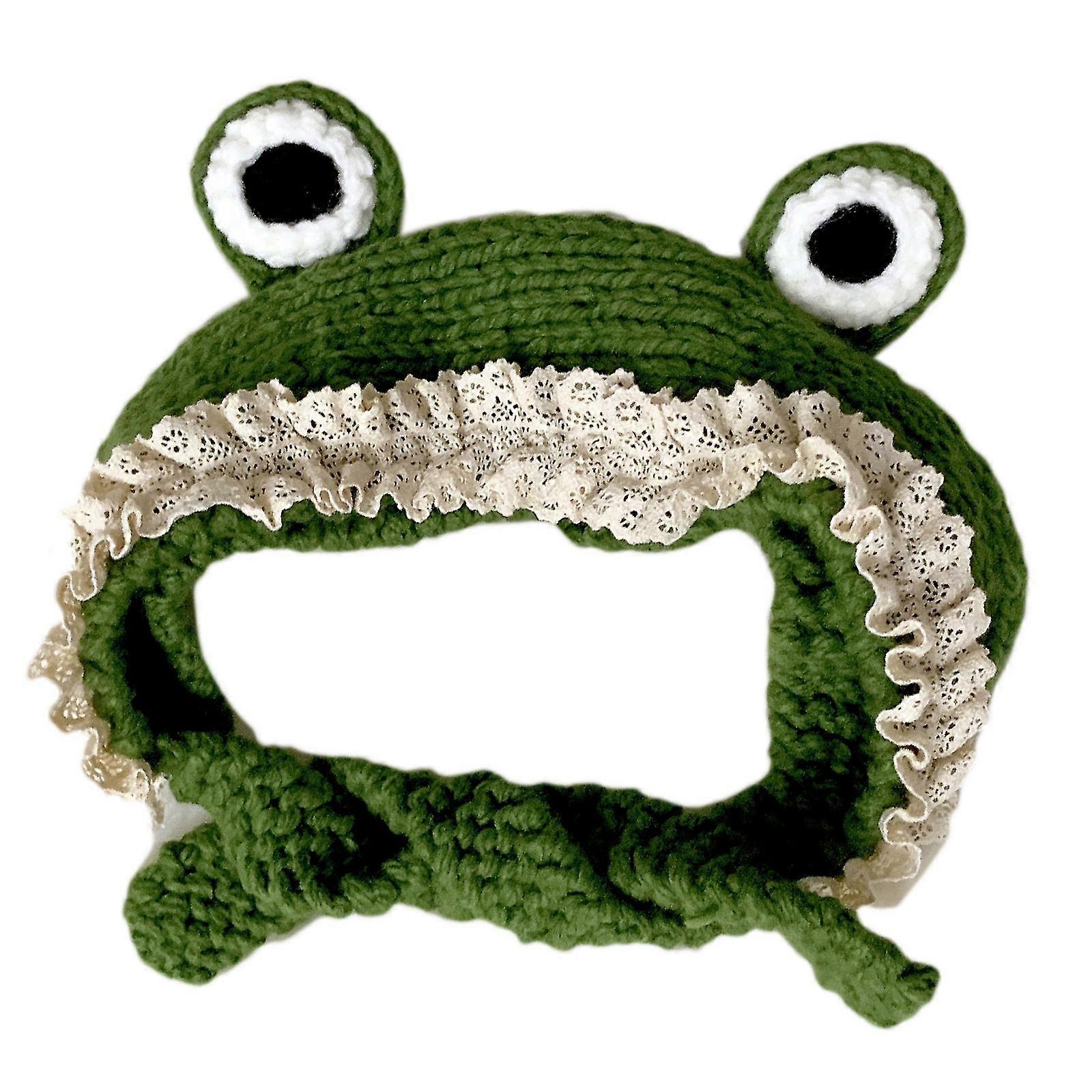 Trendy Knitted Hat Cute For Frog Lace Beanie Hat Wool Hat Ear For Protection Hea