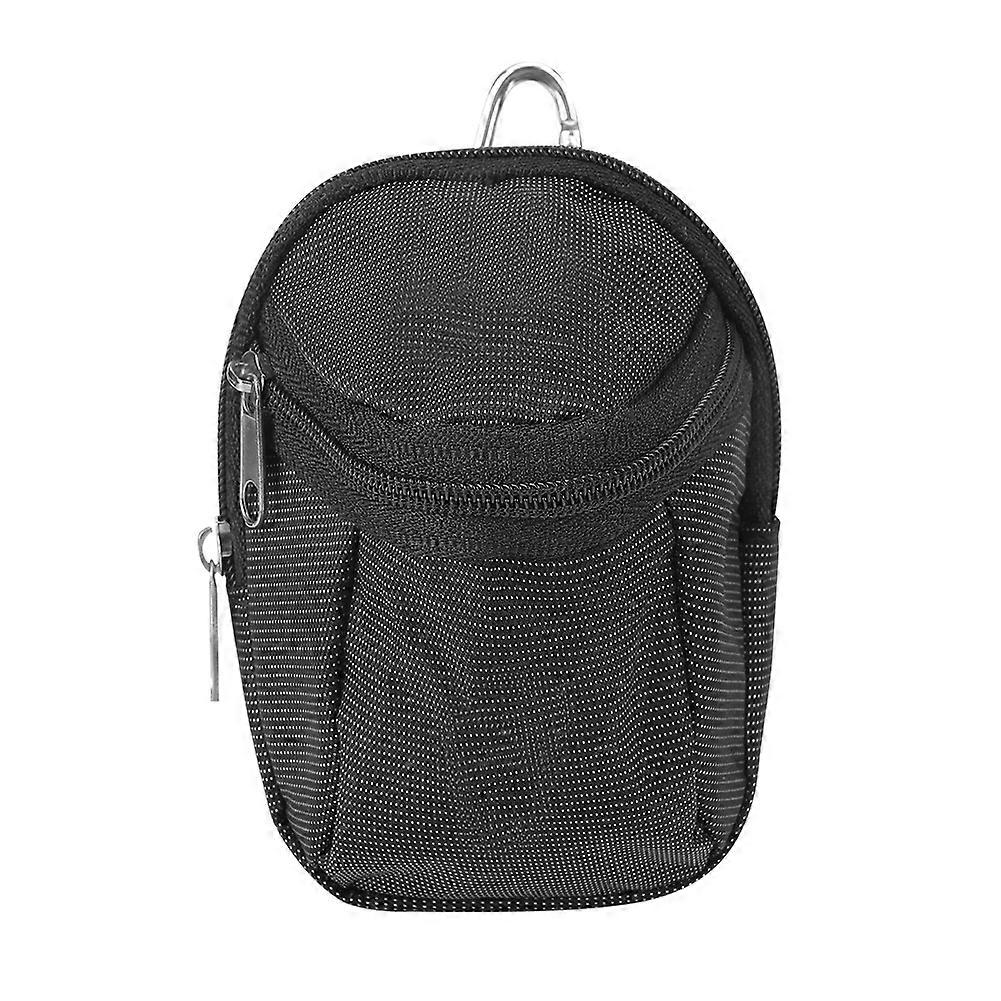 Portable Small Polyester Golf Ball Bag Waist Pack Accessory with Keyring Black