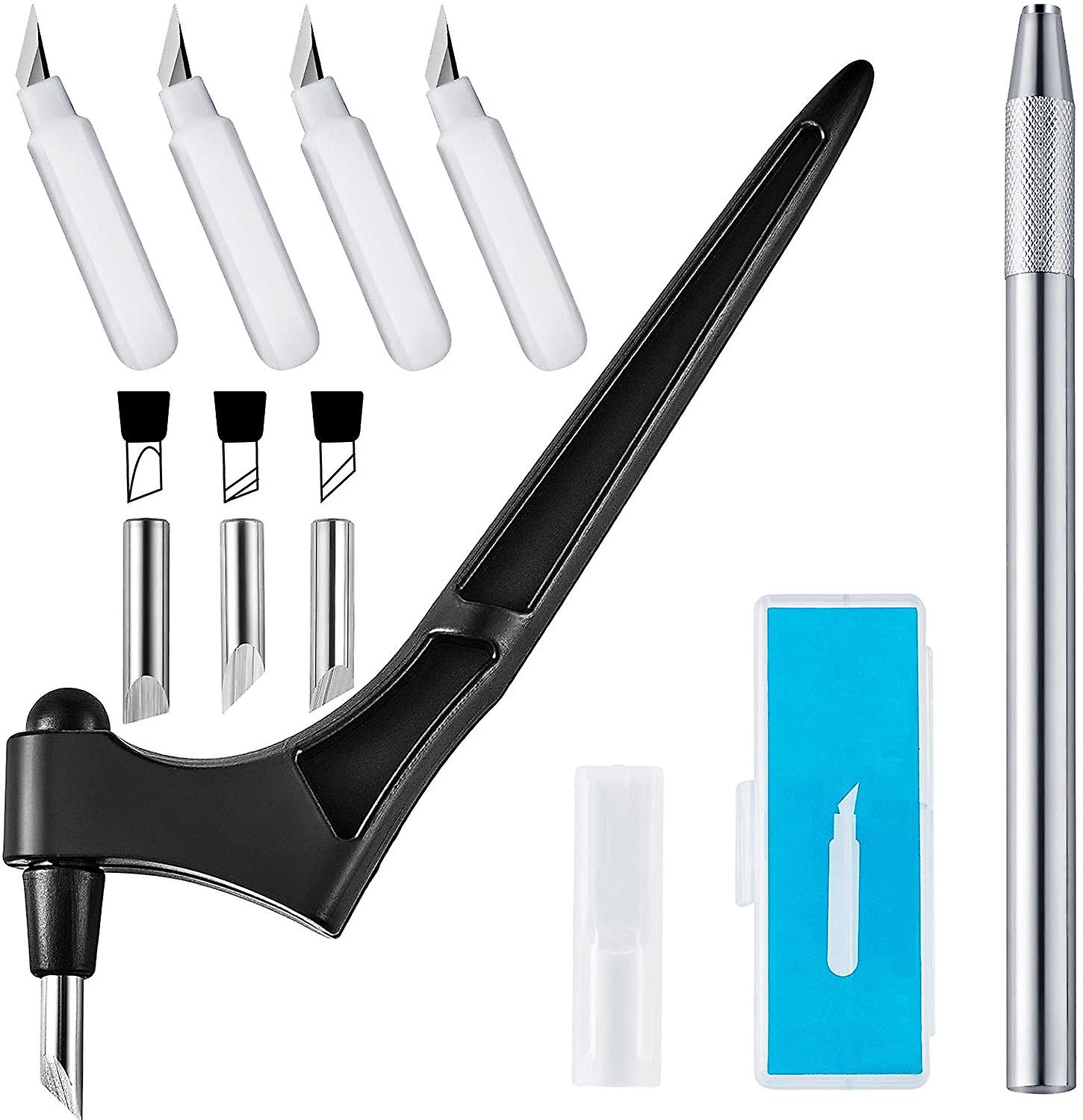 Swivel Craft Knife with 4 Replacement Blade 1 Protective Cap 1 Set 360 Degree