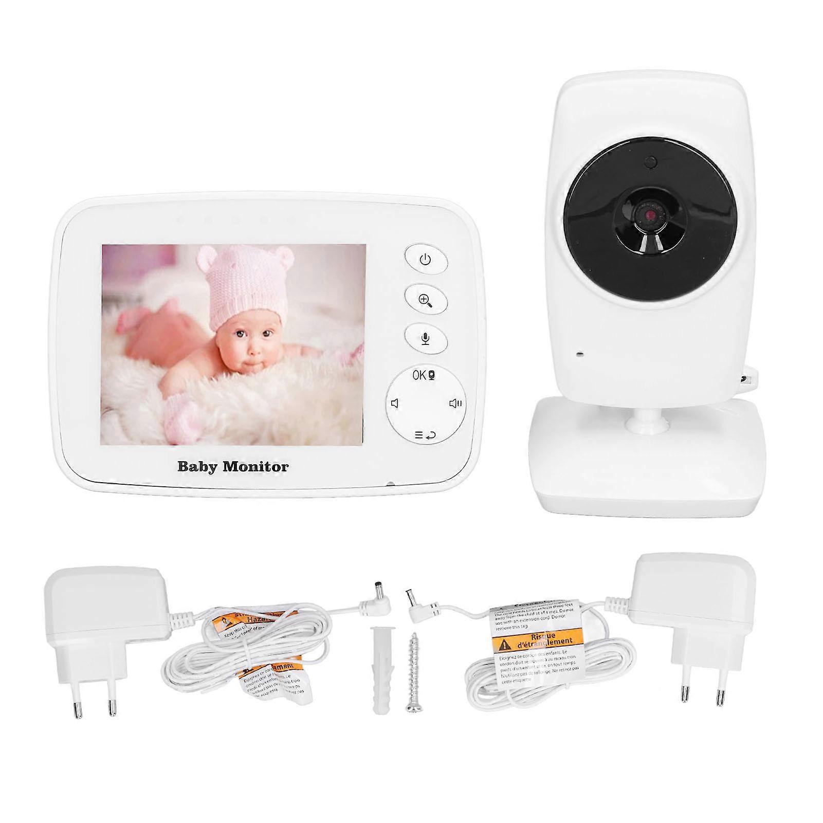 3.2 In Baby Monitor Wireless Two Way Talk Night Vision Temperature Monitoring Built in Music Power Saving Mode 100240V EU Plug