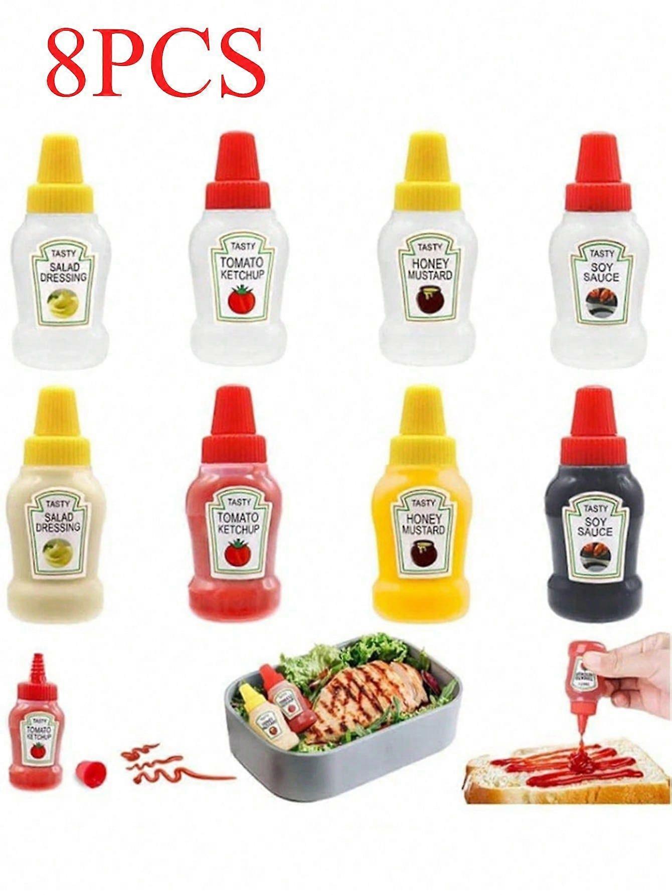 لون عشوائي 1/4 / 8 قطعة زجاجة صلصة محمولة صغيرة سلطة طماطم زجاجة سبليت زجاجة توابل بلاستيكية ضغط زجاجة توابل زجاجة