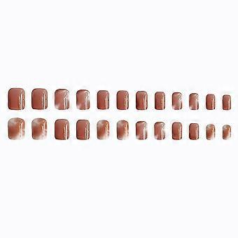 24pcs falso chiodo rosa pompelmo Halation lasting unghia indossabile
