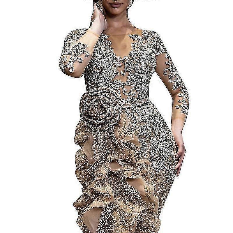 Women's Sparkle Sequin Slim Maxi Evening Dress