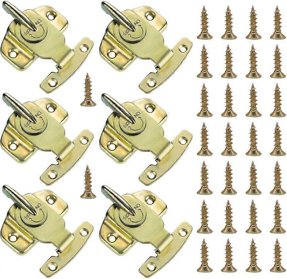 6 Pieces Gold Key Lock Dining Table Locks for Furniture and Cabinets, Metal Security Latches, Standard Size