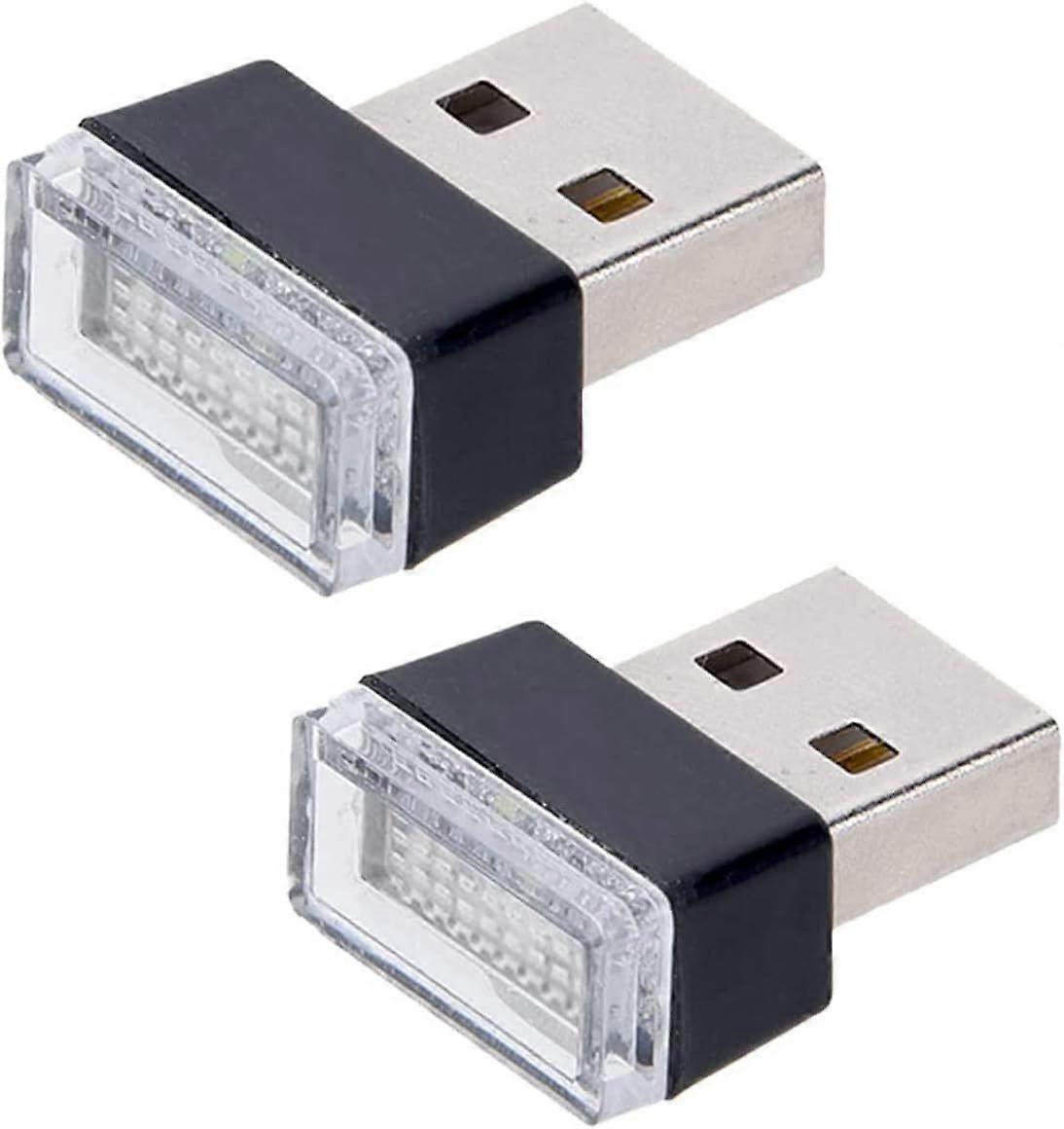 USB LED Car Interior Ambient Atmosphere Lights - 2 Pcs Blue