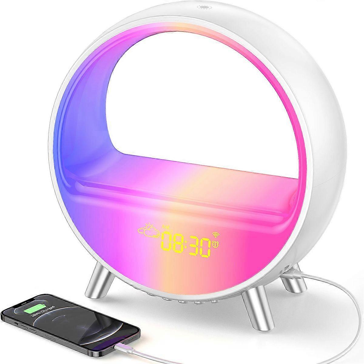 LED smart colorful atmosphere light desktop Bluetooth speaker bedside electronic alarm clock night light simulated sunset wake-up light - smart versio