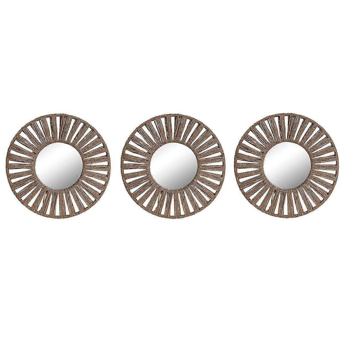 Mirror Set Home ESPRIT Natural Tropical 20 x 1 x 20 cm (3 Pieces)
