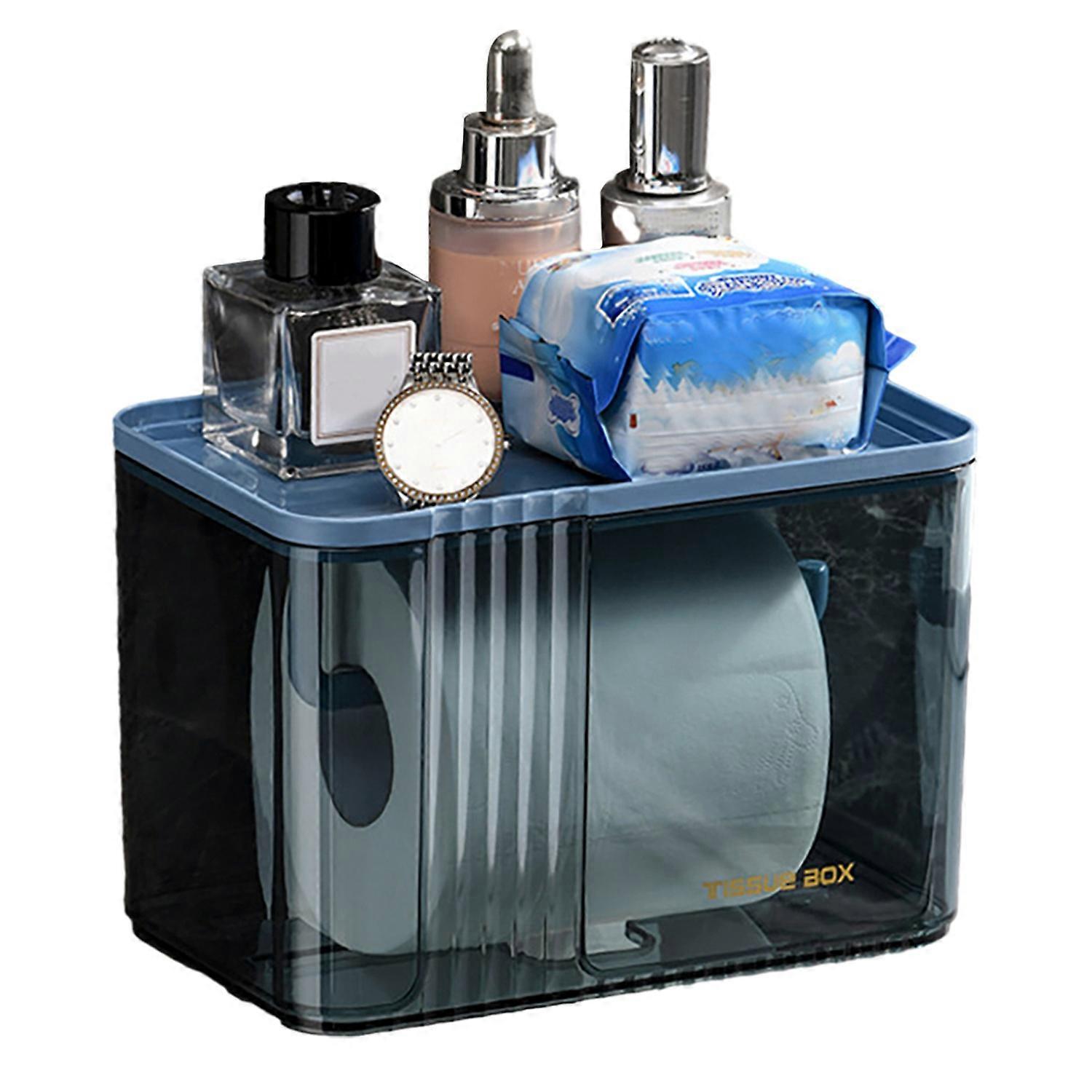 Tissue Box Waterproof Transparent Roll Paper Box Holder Wall-mounted Tissue Dispenser for Kitchen