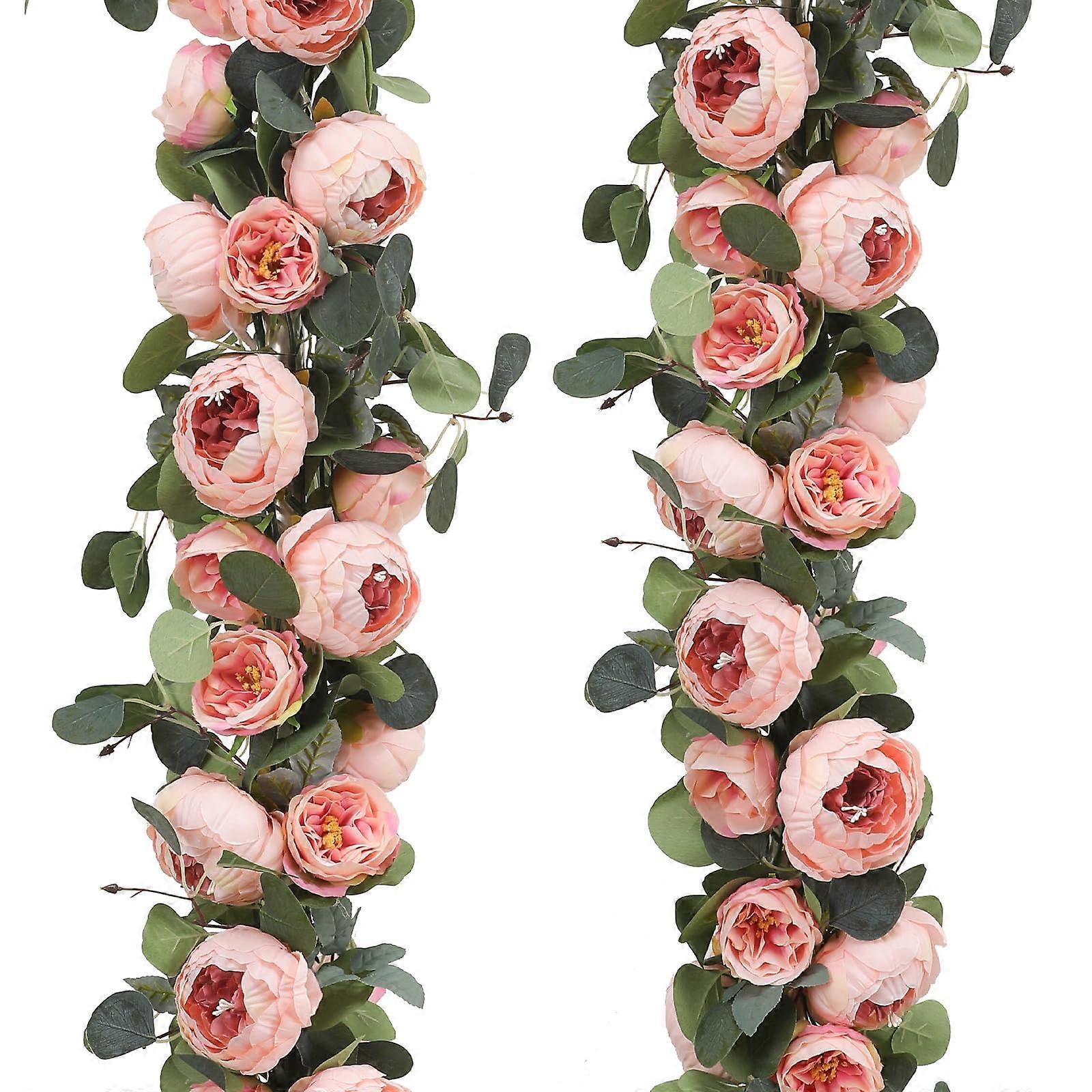 2 Pack Eucalyptus Flower Garlands 11.2FT - Wedding Arch Decor