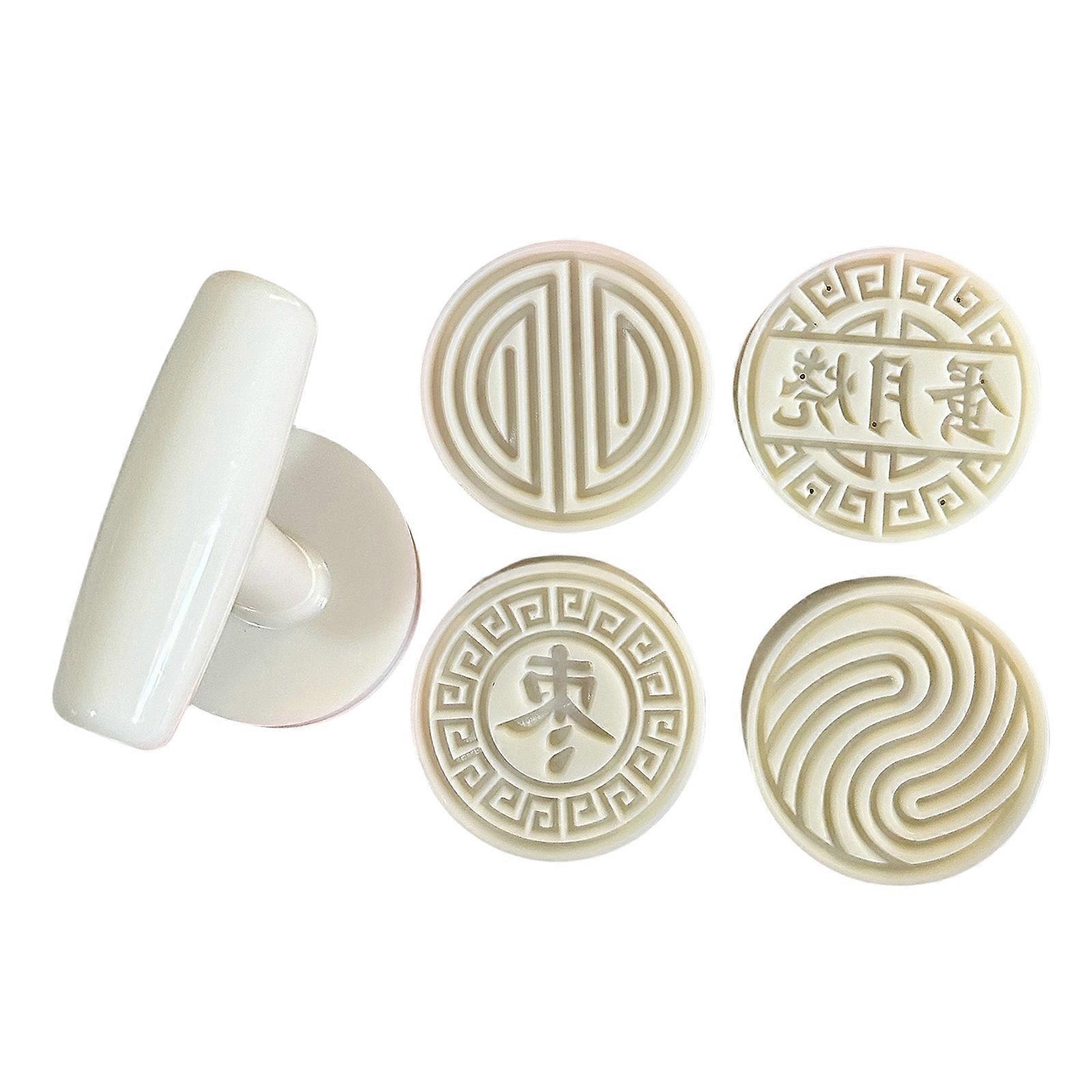 Mooncakes Mold with 4 Stamp Pineapples Cake Bakewares Hand Pressed Dessert Baking Moulds Bean Pastes Cake Molds  77mm