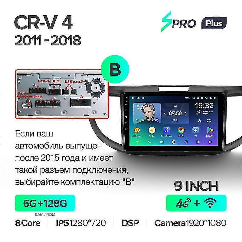 ホンダCR-V CRV 4 RM RE 2011 - 2018カーラジオマルチメディアビデオプレーヤーナビゲーションGPS Android 10 No 2DIN 2 DIN DVD